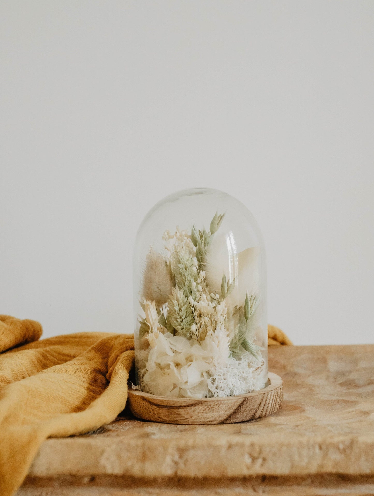 Cloche " JENNA " décoration d'intérieur en fleurs séchées blanc / vert Product vendor