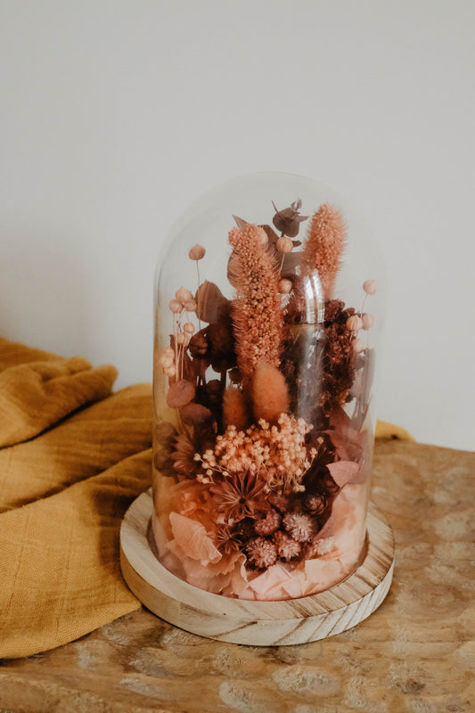 Cloche" RIVAGE " décoration d'interieur en fleurs séchées vieux rose, rose, bordeau, corail Product vendor