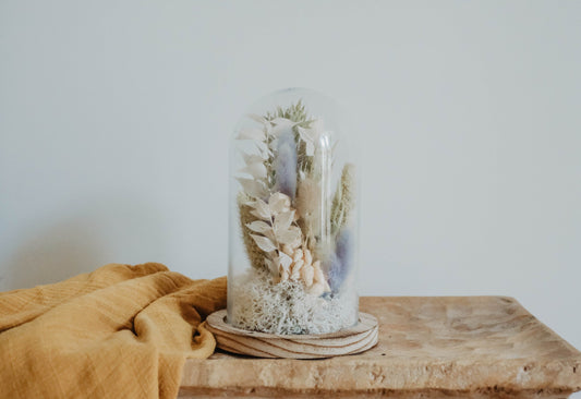 Cloche " UGO " décoration d'intérieur en fleurs séchées blanc, bleu, vert, nature Product vendor