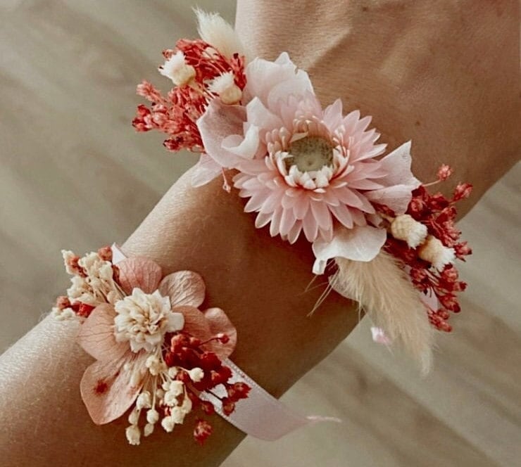 Bracelet fleurs séchées ROSA, accessoires mariages, autres évènements. Bouquets, Peignes, boutonnières, bracelets, couronnes, barrettes.. Product vendor