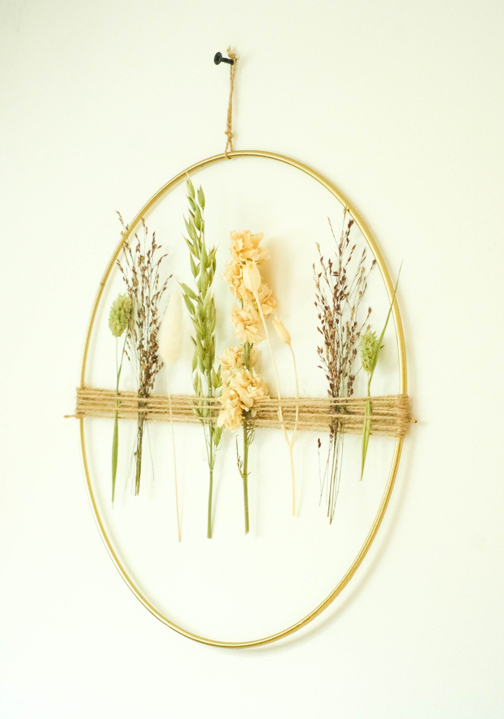 Décoration murale  fleurs séchées " PAULA " décoration florale à suspendre, beige, vert, nature Product vendor