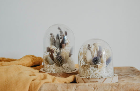 Cloche " BLUE " décoration d'intérieur en fleurs séchées bleu /  blanc Product vendor