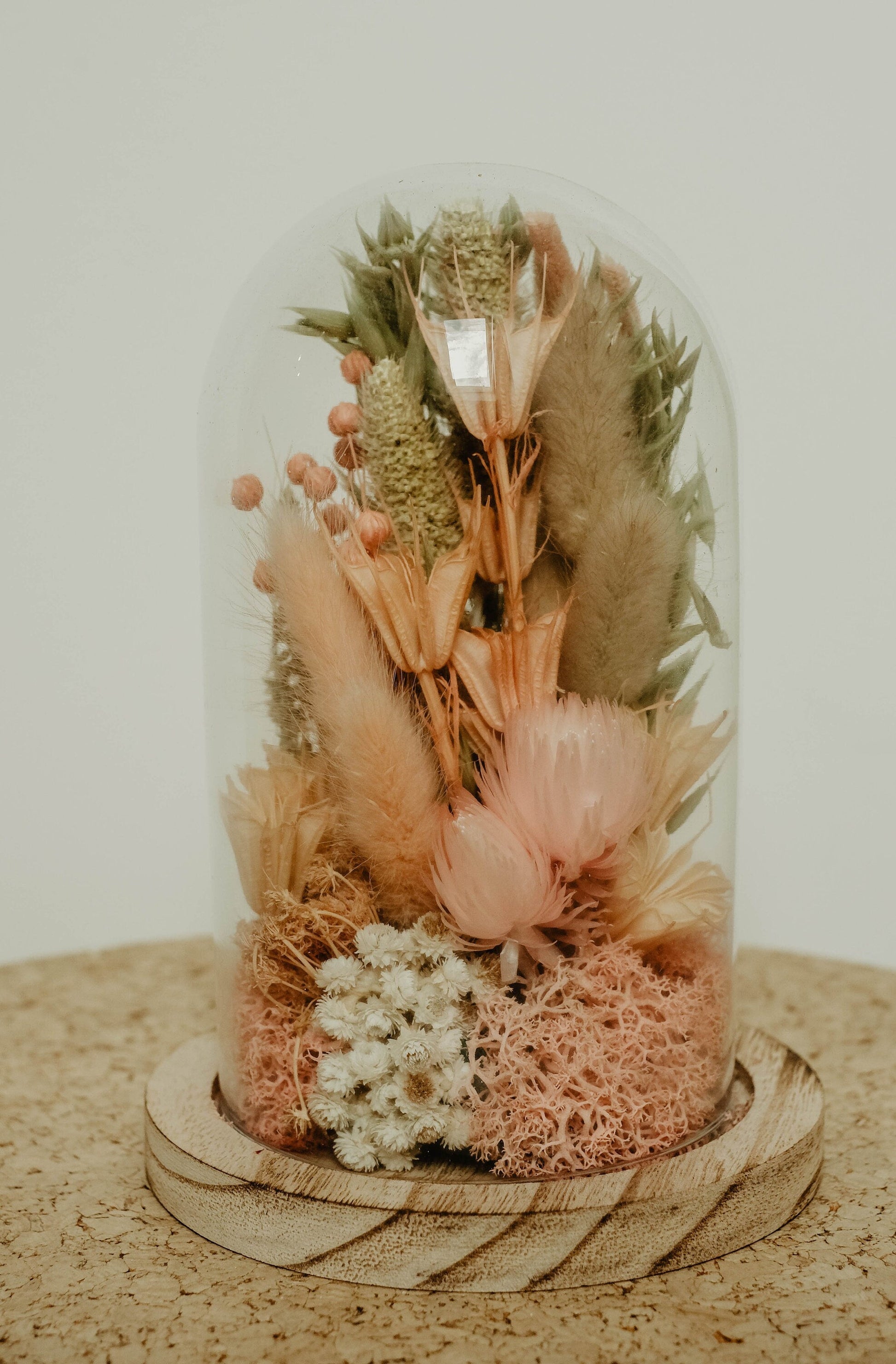 Cloche " ADAM " Décoration d'interieur en fleurs séchées rose / vert / nature Product vendor